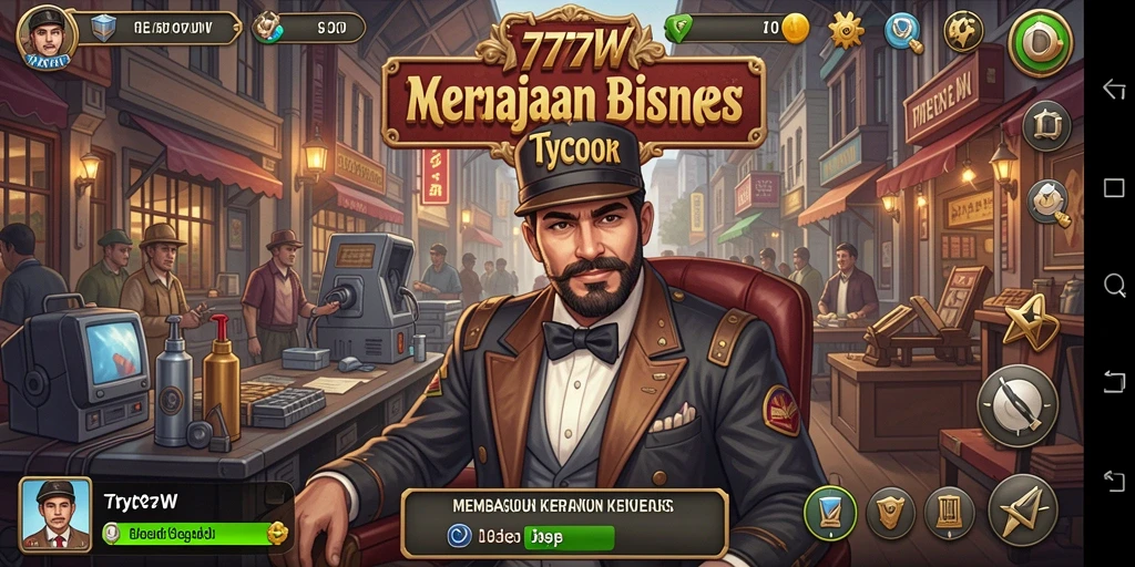 Tampilan gameplay <strong>7777W</strong> yang menarik dan interaktif dalam membangun bisnis.