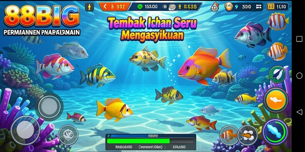 Tampilan gameplay Tembak Ikan yang seru dan warna-warni.