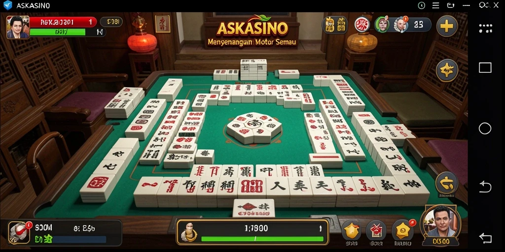Screenshot gameplay ASKASINO yang penuh aksi Mahjong.