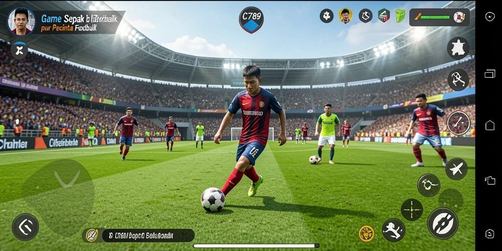 Screenshot C789 menampilkan momen seru di lapangan sepak bola.