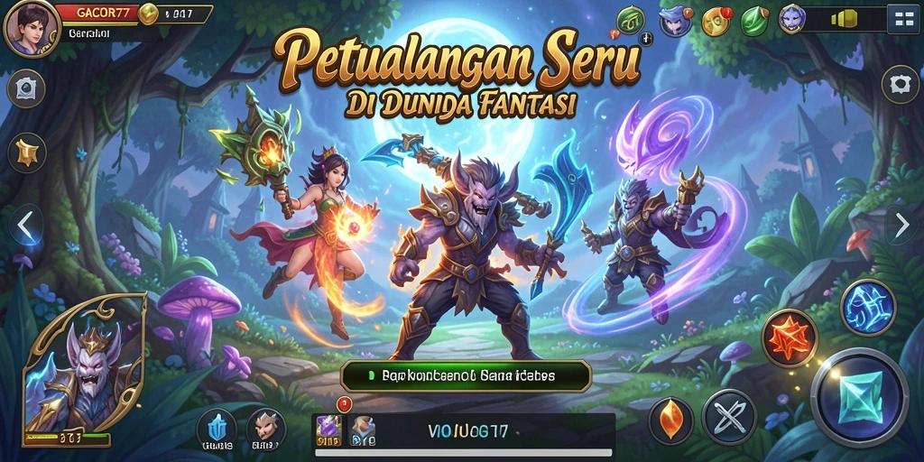 Screenshot utama GACOR77 menampilkan aksi seru dalam gameplay Adventure.