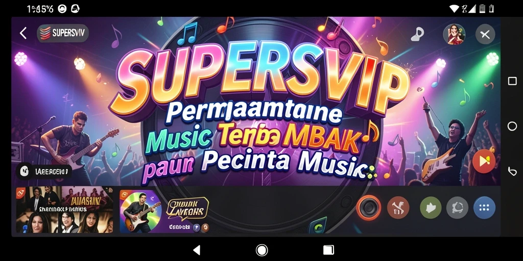 Tampilan gameplay menarik dalam aplikasi SUPERSVIP yang penuh musik.